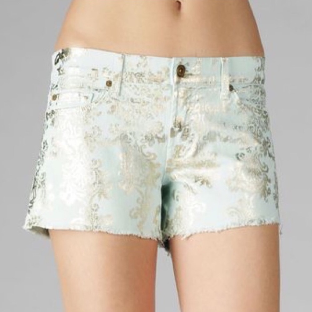 7 for all mankind shorts mint with metallic